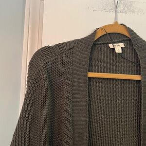 A.N.A 100% Cotton Dark Olive Green Cardigan With Pockets Sz Large NWT